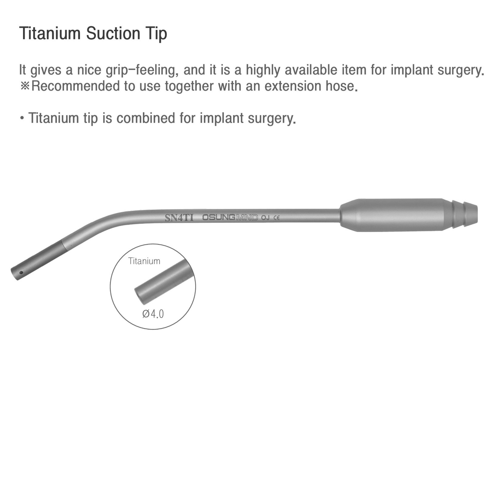 Dental Titanium Suction Tip 4mm Premium Osung -SN4TI (#266)