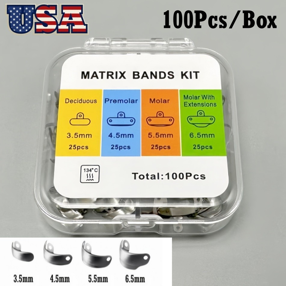 100Pcs Dental Refill Matrix Bands Palodent V3 Style Sectional Contoured Matrice