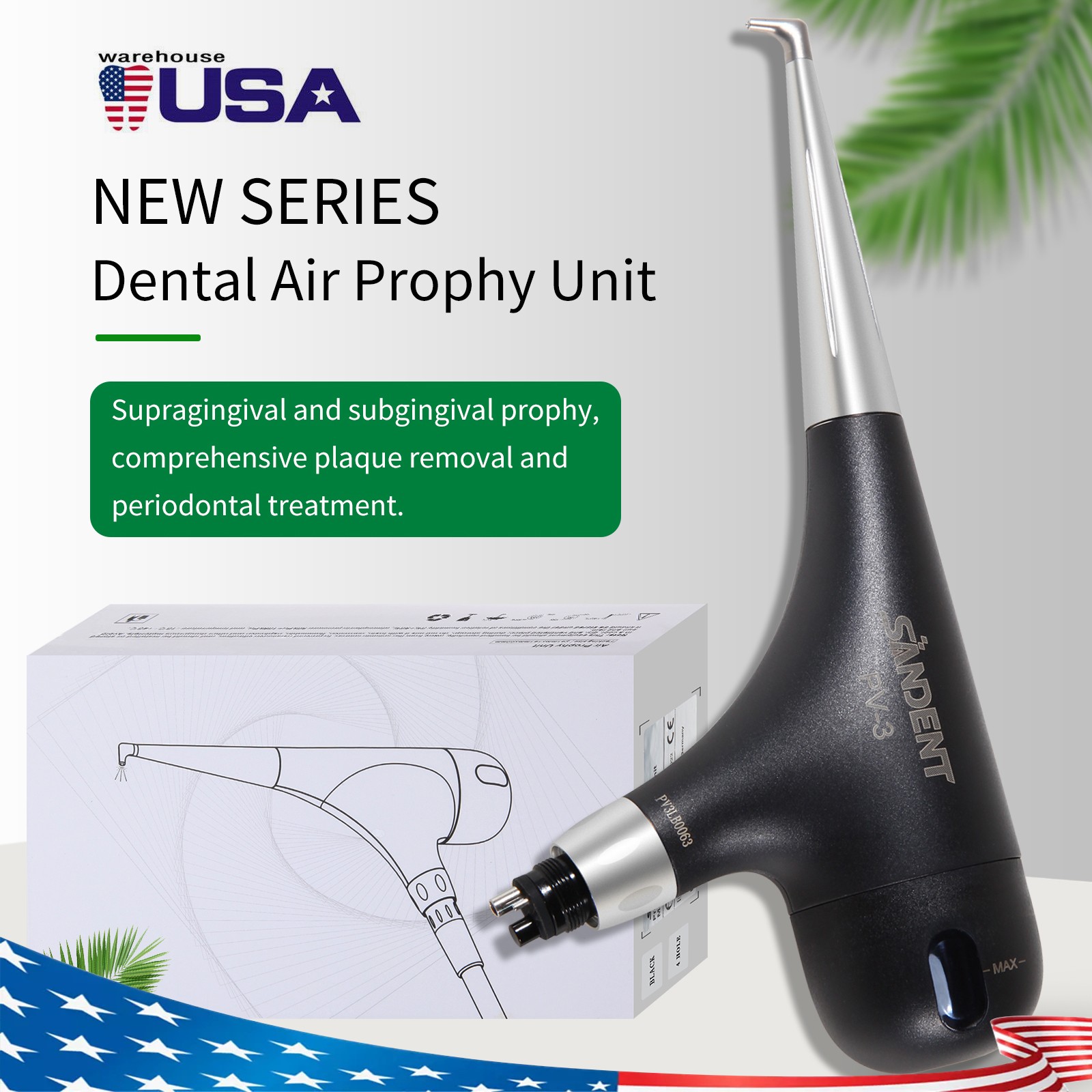 Dental 4 Hole Air Prophy Flow Teeth Polishing Polisher Handpiece Hygiene Black P