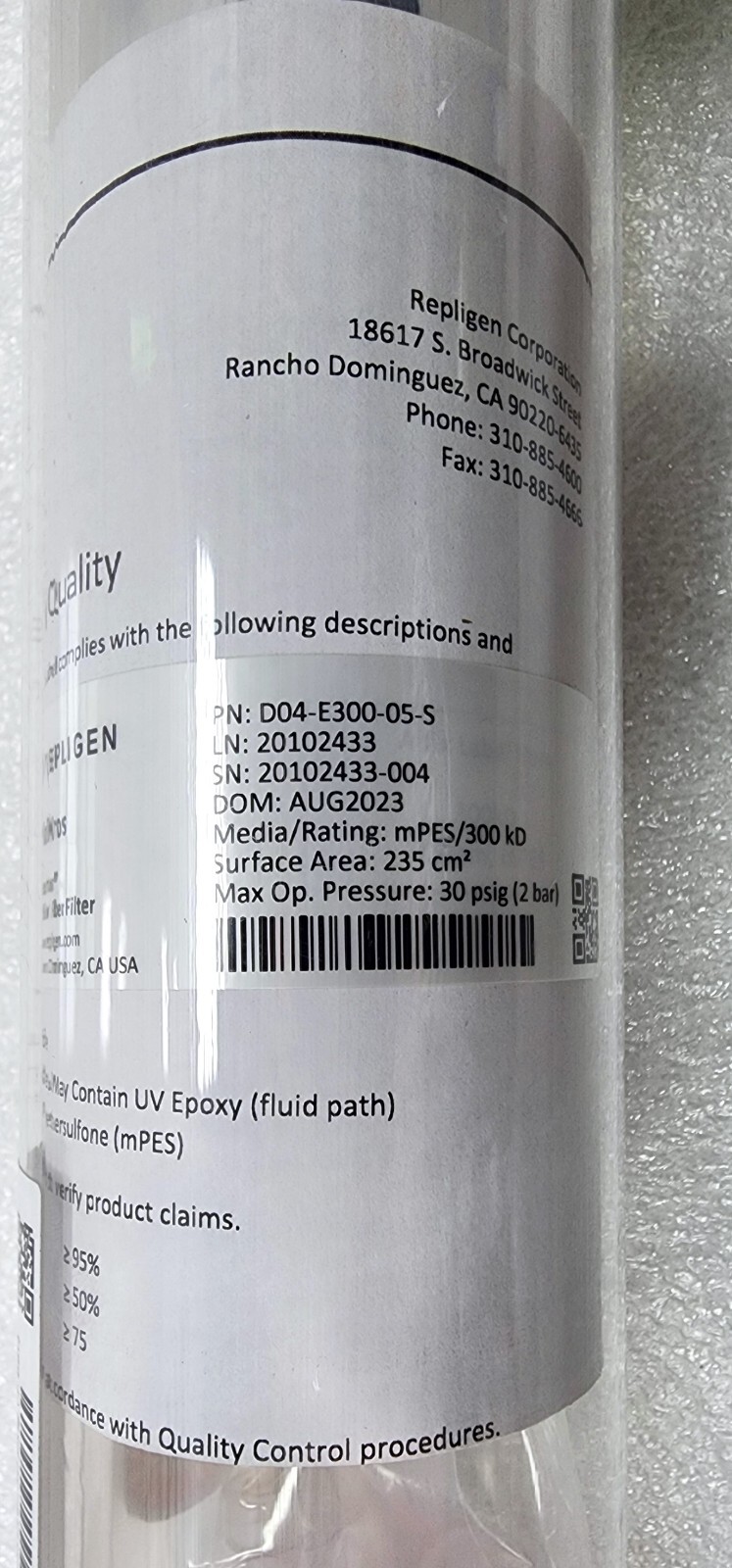 Repligen D04-E300-05-S, MIDIKROS 41.5CM 300K MPES 0.5MM FLL X FLL 1/PK STERILE