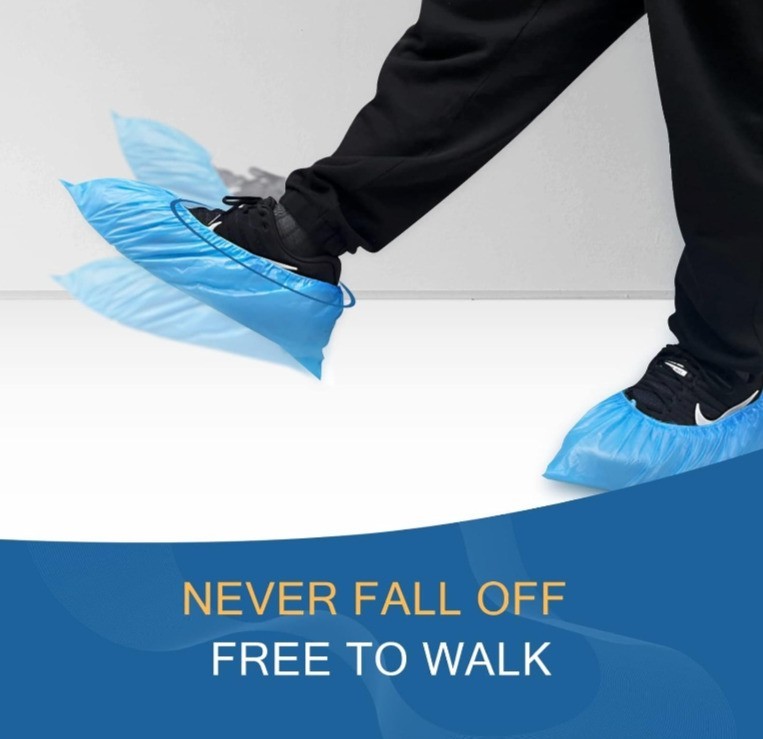 100Pack Disposable Shoe Covers Non Slip Waterproof CPE Booties Overshoes Blue 50